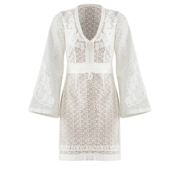 The Kooples Daisy Love Guipure Lace Cocktail Dress Bright White‎ Size Small - Picture 1 of 13